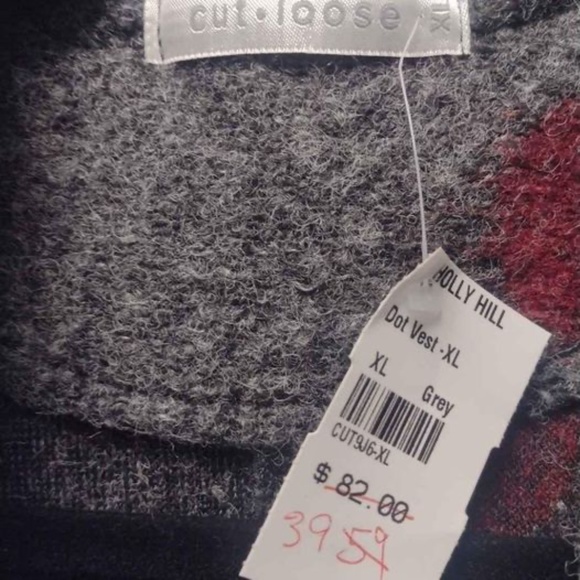 Gray Wool Open Front Vest, New with tags - Picture 3 of 5